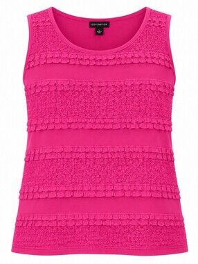 COVINGTON | NWT Bold Pink Sleeveless Whimsigoth Lace Ruffle‎ Rayon Tank Top | L